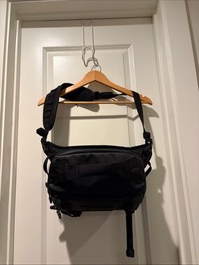 Black Tactical Messenger Bag with Padded Shoulder Strap